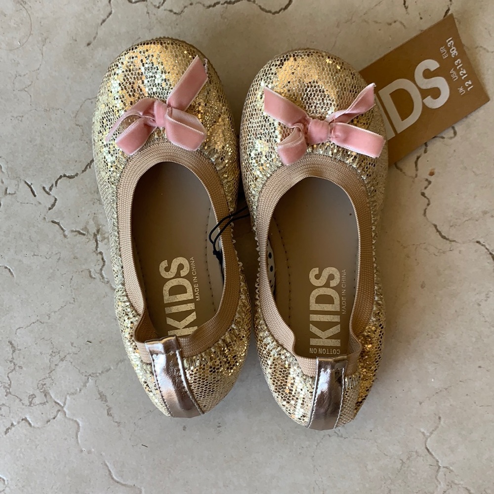 Cotton on Kids Gold sparkle flats